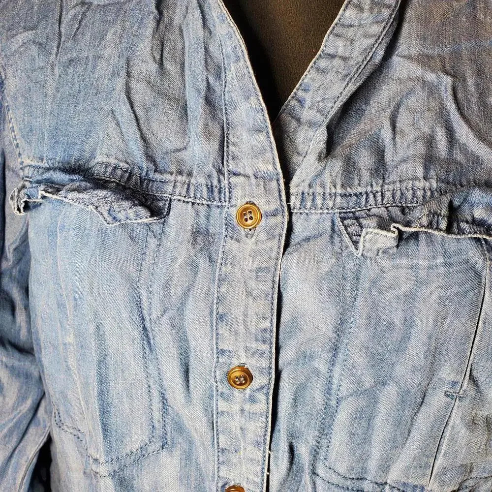 Hester & Orchard Women’s Medium Blue Tencel Buttondown Blouse - Picture 11 of 13